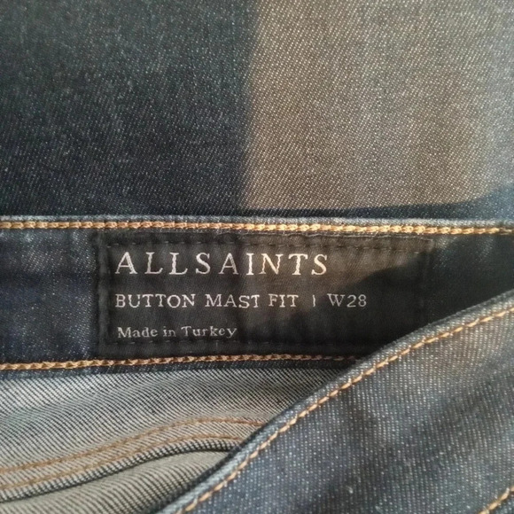 Allsaints women's button most skinny button exposed stretch jeans size 28 - Picture 4 of 7